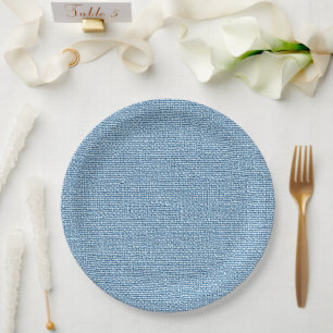Assiettes En Carton Tissu Fausse Linen Bleu Élégant