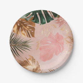 Assiettes En Carton Titre : Plaques de papier d'élégance tropicale Vin