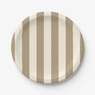 Assiettes En Carton Tofu Crème Khaki Huitre Rayure