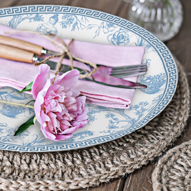 Assiettes En Carton Toile bleue et blanche de Jouy Fête des mariées (Créateur téléchargé)