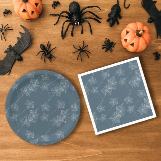 Assiettes En Carton Toile d'araignée gris fête d'Halloween (Gray spider web Halloween party Paper Plates
)