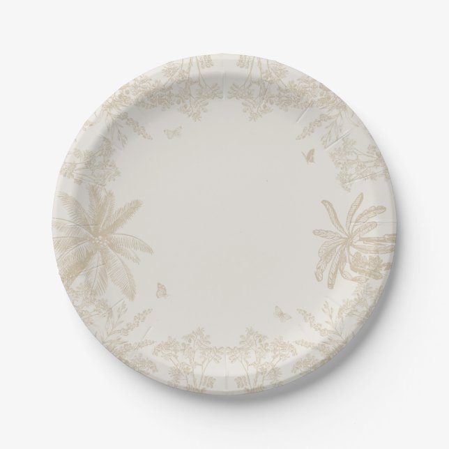 Assiettes En Carton Toile de jouy (Devant)