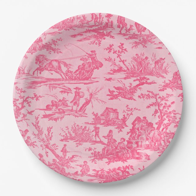 Assiettes En Carton Toile rose (Devant)