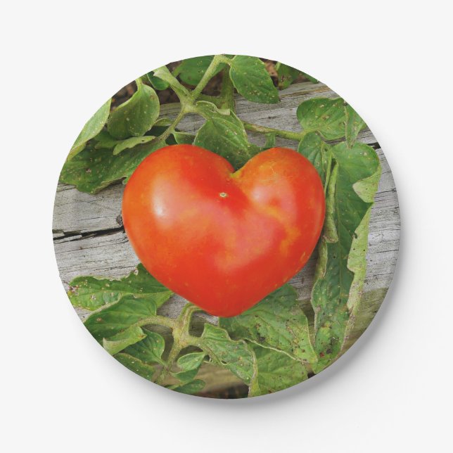 Assiettes En Carton Tomate en forme de coeur (Devant)
