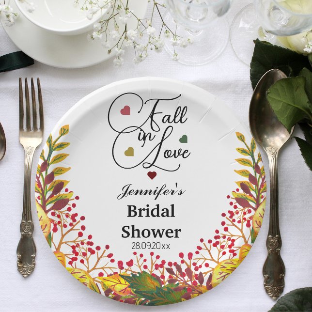 Assiettes En Carton Tombe en amour Automne Fête des mariées florale (Créateur téléchargé)