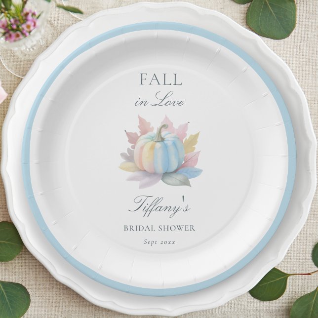 Assiettes En Carton Tombe en amour Pastel Blue Citrouille Fête des mar (Créateur téléchargé)