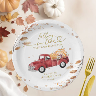 Assiettes En Carton Tomber Amoureux Camion Vintage Rouge Citrouille Au