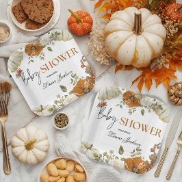 Assiettes En Carton tomber amoureux citrouille baby shower floral Invi