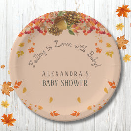 Assiettes En Carton Tomber dans l'amour Baby shower d'automne fleuri