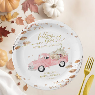 Assiettes En Carton Tomber dans l'amour Citrouille Baby shower d'autom