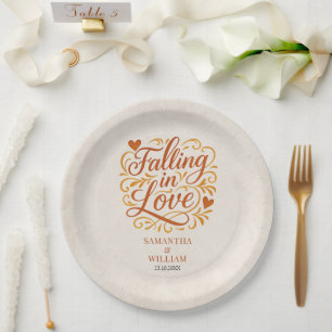 Assiettes En Carton Tomber dans l'amour Mariage d'automne moderne