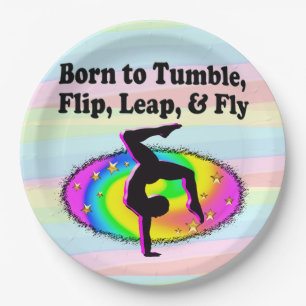 ASSIETTES EN CARTON TOMBER ET FLIPPER GYMNAST FILLE