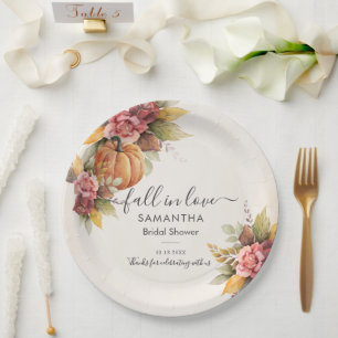 Assiettes En Carton Tombez amoureux des feuilles d'automne Citrouille