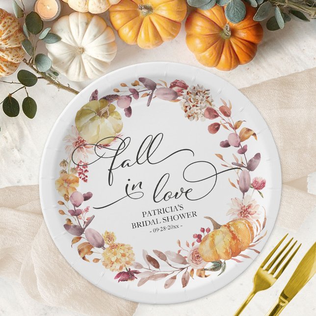 Assiettes En Carton Tombez amoureux des feuilles d'automne Fête de mar (Créateur téléchargé)