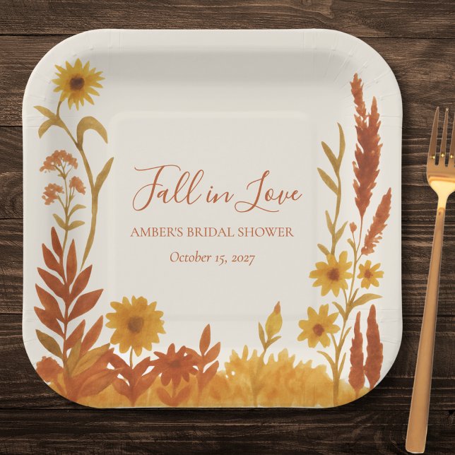 Assiettes En Carton "Tombez amoureux" Fête de mariage à thème automnal (Créateur téléchargé)