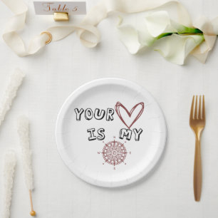 Assiettes En Carton Ton coeur est mon boussole