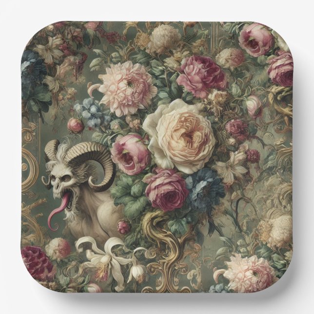 Assiettes En Carton 🩸 Tongue Whipped Blooms – Gothic Victorian (Recto)