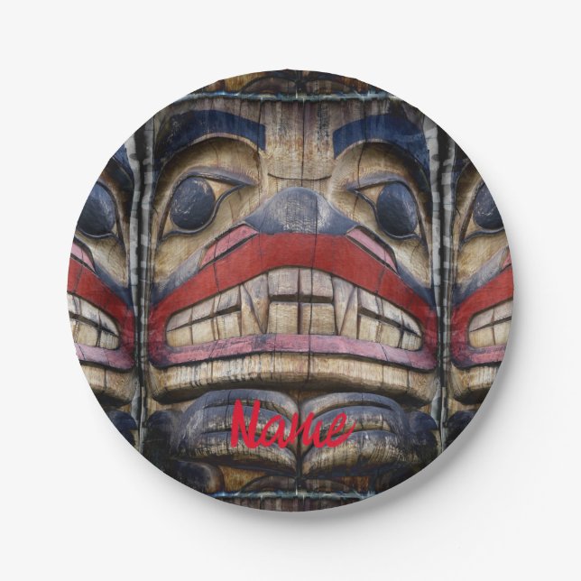 Assiettes En Carton Tonnerre à visage totem (Devant)