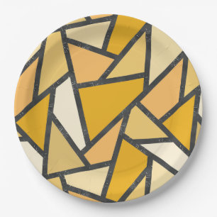 Assiettes En Carton Tons de motif en vitrail jaune