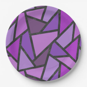 Assiettes En Carton Tons de vitrail violet motif