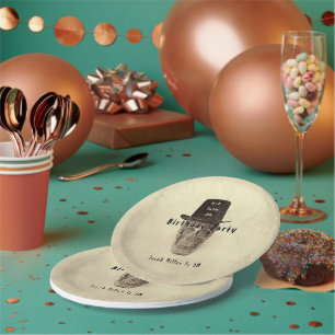 Assiettes En Carton Top Hat du crâne Vintage Sepia RIP à ses 20 ans