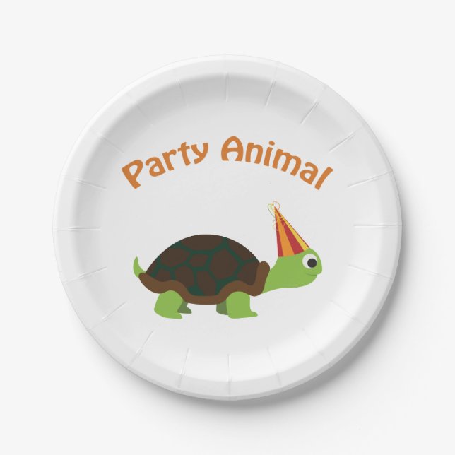 Assiettes En Carton Tortue de fêtard (Devant)