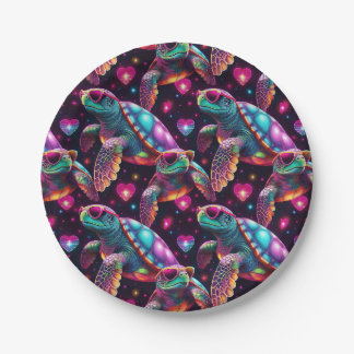 Assiettes En Carton Tortue de mer Disco