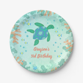 Assiettes En Carton Tortue sous la mer fête d'anniversaire