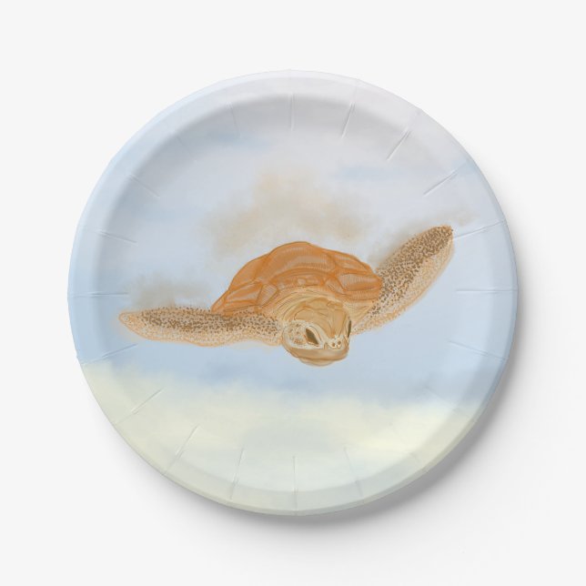 Assiettes En Carton Tortue sous l'eau. (Devant)