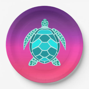 Assiettes En Carton Tortue turquoise bleu turquoise