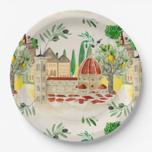 Assiettes En Carton Toscane, Toscane, Italie, olives, citrons,  