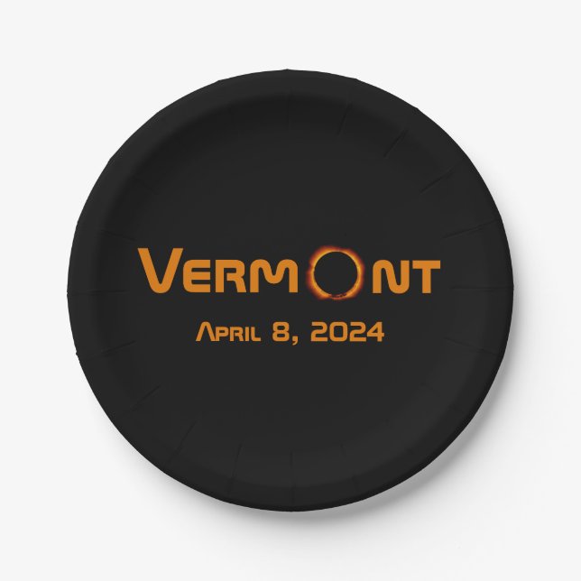 Assiettes En Carton Totalement Vermont 2024 Solar Eclipse (Devant)