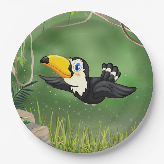 Assiettes En Carton Toucan tropical (Devant)
