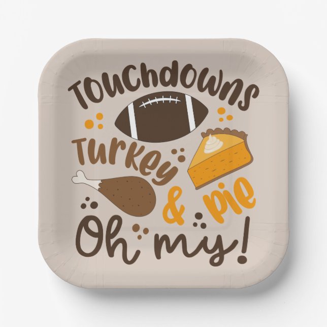 Assiettes En Carton Touchdowns Turquie & tarte | Oh, mon (Recto)