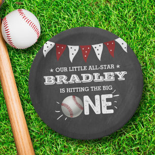 Assiettes En Carton Toucher Le Grand Baseball 1er anniversaire