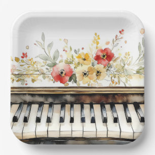 Assiettes En Carton Touches et fleurs de piano