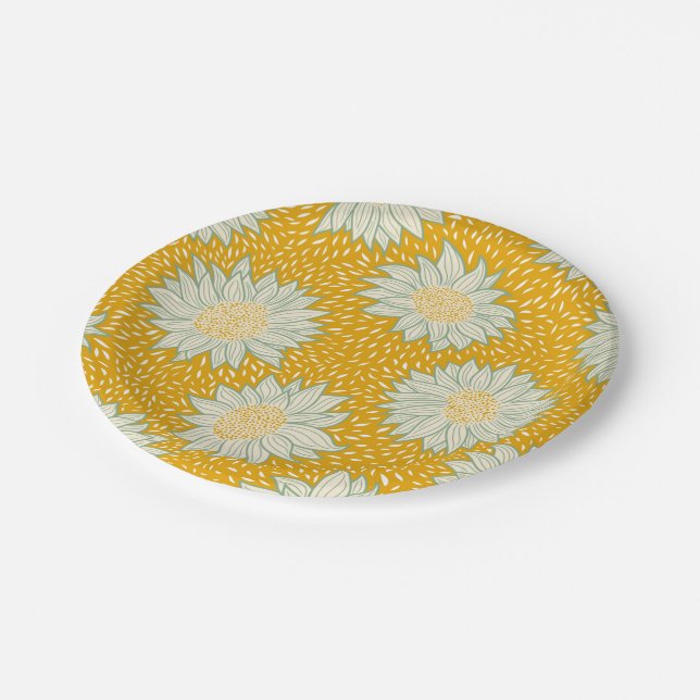 Assiettes En Carton Toujours les fleurs jaunes (Angle)