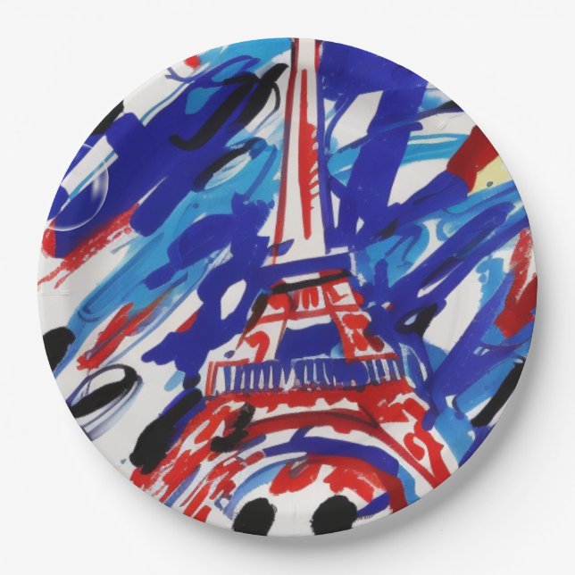 Assiettes En Carton Tour Eiffel (Devant)