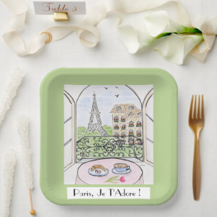 Assiettes En Carton Tour Eiffel capricieuse de Paris Je t'adore !