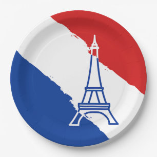 Assiettes En Carton Tour Eiffel Couleurs Drapeau Français