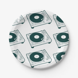 Assiettes En Carton Tourne-disque de cire de vieille école (vinyle)
