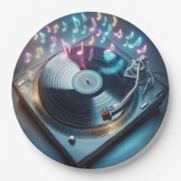 Tourne-disque stéréo avec notes néon
