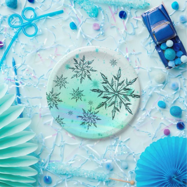 Assiettes En Carton Tourneberge turquoise bleu vert blanc (Fête)
