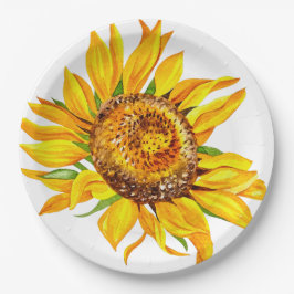 Assiettes En Carton Tournesol Aquarelle Fleurs Plaques en papier