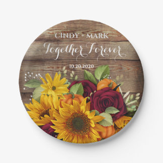 Assiettes En Carton Tournesol, Citrouille et Rose Plaques de mariage