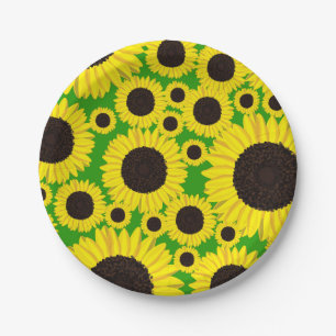 Assiettes En Carton Tournesol Cute 1ère Plaques d'anniversaire