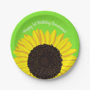 Assiettes En Carton Tournesol Cute 1ère Plaques d'anniversaire