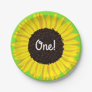 Assiettes En Carton Tournesol Cute 1ère Plaques d'anniversaire