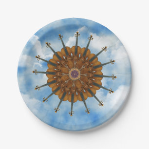 Assiettes En Carton Tournesol de violon en ciel bleu nuageux