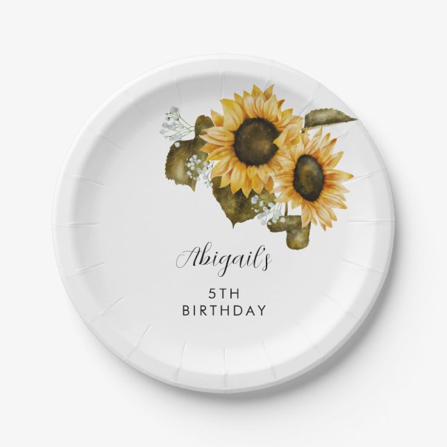 Assiettes En Carton Tournesol fête d'anniversaire (Devant)